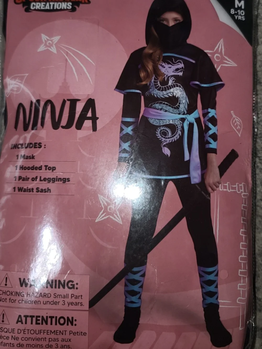 Black and Red Ultimate Ninja Dragon Costume Set for kids size Medium 8/10 NWOT